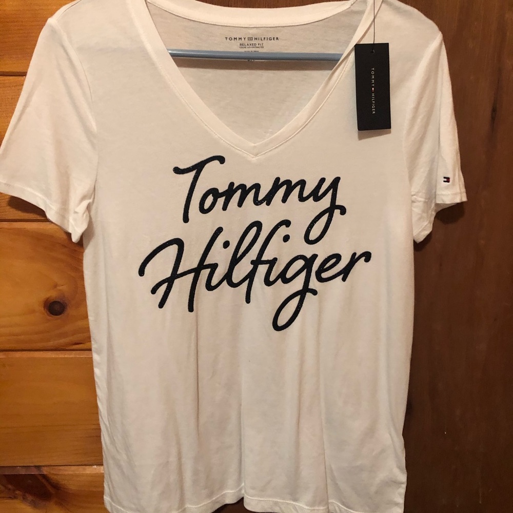White V-Neck Tommy Hilfiger Tee